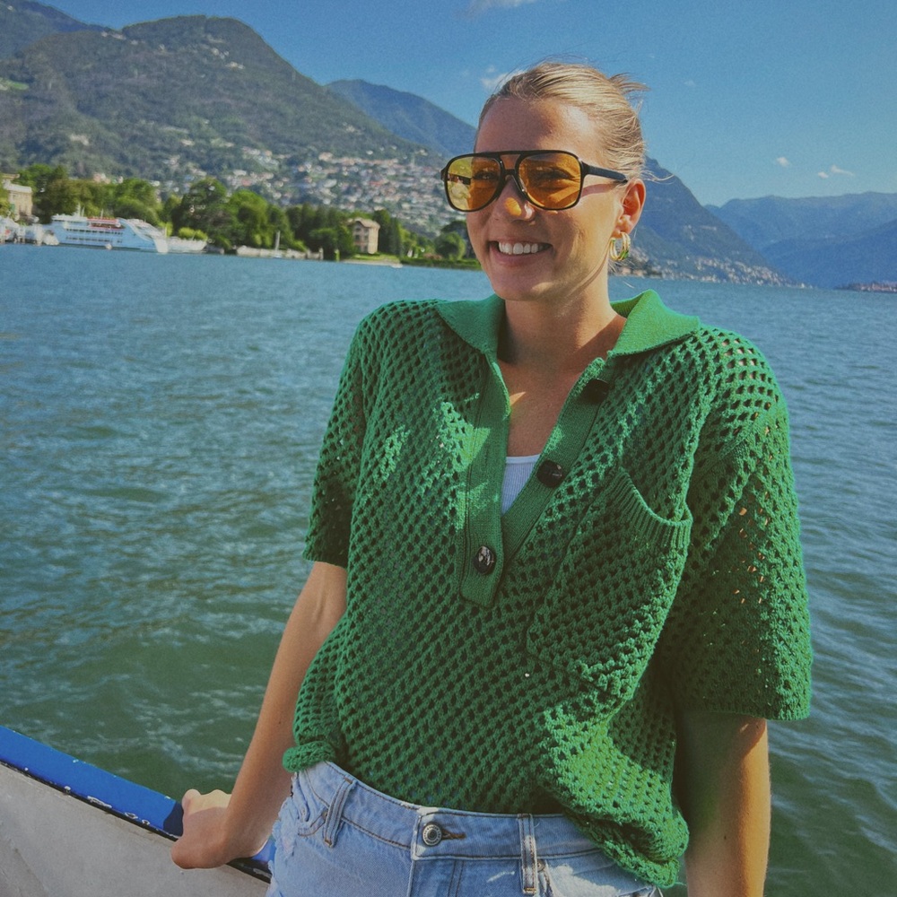 Zara Knit Emerald Green Collared Shirt